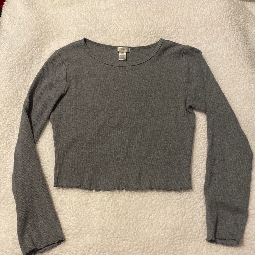 gray long sleeve crop top - Picture 1 of 1